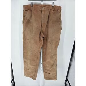 Vintage Carhartt Mens Sz 42x34 Fleece Lined Barn Utility Pants Beige